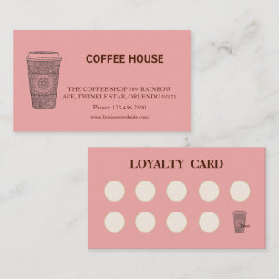 Moderne eenvoudige loyaliteitskaart voor koffiezaa visitekaartje