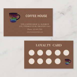 Moderne eenvoudige loyaliteitskaart voor koffiezaa visitekaartje
