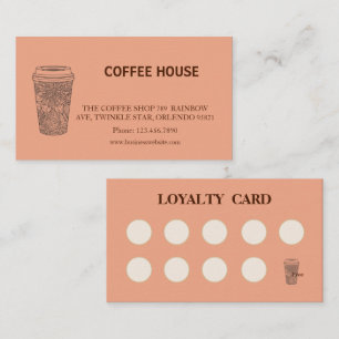 Moderne eenvoudige loyaliteitskaart voor koffiezaa visitekaartje