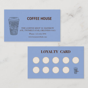 Moderne eenvoudige loyaliteitskaart voor koffiezaa visitekaartje