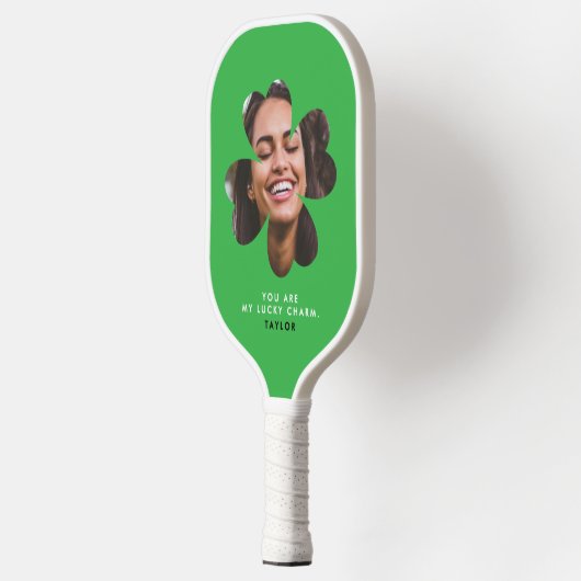 Moderne Eenvoudige Lucky Charm Love Clover Groene Pickleball Paddle (Links)
