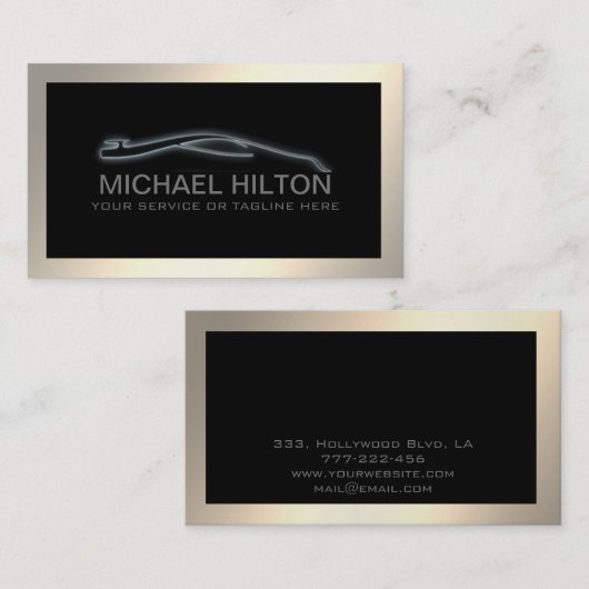 Moderne, eenvoudige luxe, krachtige auto met goude visitekaartje (Voorkant / Achterkant)