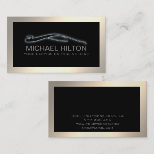 Moderne, eenvoudige luxe, krachtige auto met goude visitekaartje (Voorkant / Achterkant)