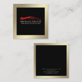 Moderne, eenvoudige luxe, krachtige rode logo vierkante visitekaartje (Voorkant / Achterkant)