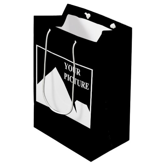 Moderne Eenvoudige Maak Je Eigen Huwelijksfoto Medium Cadeauzakje (Voorkant Gekanteld)