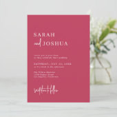 Moderne Eenvoudige Magenta Script Summer Wedding Kaart (Staand voorkant)