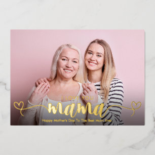 Moderne Eenvoudige Mama Calligrafie Foto Moederdag Folie Feestdagenkaart