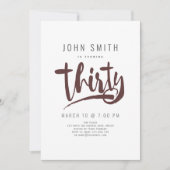 Moderne, eenvoudige, mannelijke 30e verjaardag kaart (Voorkant)