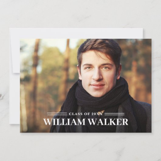 Moderne Eenvoudige marine 2 PHOTO Graduation Party Kaart (Voorkant)