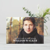 Moderne Eenvoudige marine 2 PHOTO Graduation Party Kaart (Staand voorkant)