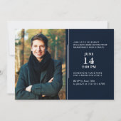 Moderne Eenvoudige marine 2 PHOTO Graduation Party Kaart (Achterkant)