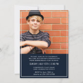 Moderne Eenvoudige marine 2 PHOTO Graduation Party Kaart (Achterkant)