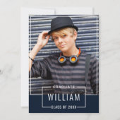Moderne Eenvoudige marine 2 PHOTO Graduation Party Kaart (Voorkant)