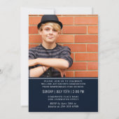 Moderne Eenvoudige marine 2 PHOTO Graduation Party Kaart (Achterkant)