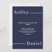 Moderne Eenvoudige Marine Blauw Wit Delicate Weddi Kaart (Voorkant)