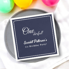 Moderne Eenvoudige Marine Blauw Wit Elegant 1e Ver Servet