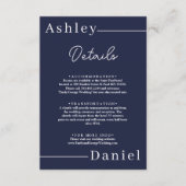 Moderne Eenvoudige Marine Blauw Wit Formele Chic W Informatiekaartje (Voorkant)