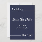 Moderne Eenvoudige Marine Blauw Wit Formele Chic W Save The Date (Voorkant)