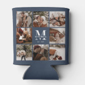 Moderne Eenvoudige Marine Blauwe Fotocollage Keeps Blikjeskoeler (Achterkant)