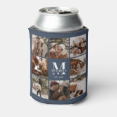 Moderne Eenvoudige Marine Blauwe Fotocollage Keeps Blikjeskoeler (Blikje Achterkant)