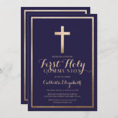 Moderne Eenvoudige Marine Goud Grensoverschrijdend Kaart (Voorkant / Achterkant)