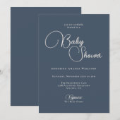 Moderne, eenvoudige marineblauw Baby shower Kaart (Voorkant / Achterkant)