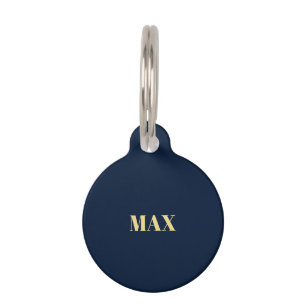 Moderne, eenvoudige marineblauw goudnaaminfo huisdierpenning