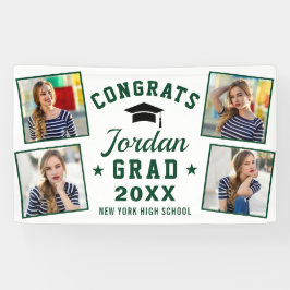 Moderne, eenvoudige marineblauw groen Afstuderen 4 Spandoek