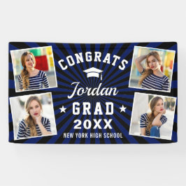 Moderne eenvoudige marineblauw zwart Afstuderen 4  Spandoek