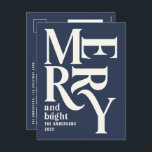 Moderne, eenvoudige marineblauwe kerst feestdagenkaart<br><div class="desc">Moderne,  minimale traditionele retro  typografie blauw van de marine voor kerstvakantie. Een deel van een stoutmoedig feestelijk collectie.</div>