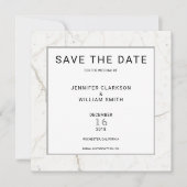 Moderne, eenvoudige marmer White Wedding Save the  Save The Date (Voorkant)