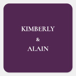 Moderne eenvoudige massief Paarse bruiloft envelop Vierkante Sticker
