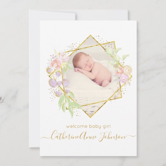 Moderne eenvoudige mededeling over babymeisjes in  kaart (Voorkant)