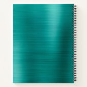 Moderne eenvoudige metalen Blauwgroen monogram geb Notitieboek (Achterkant)