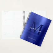 Moderne eenvoudige metalen koninklijk blauw monogr planner (Display)