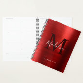Moderne eenvoudige metalen monogram geborsteld planner (Display)