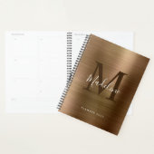 Moderne eenvoudige metalen monogram geborsteld planner (Display)