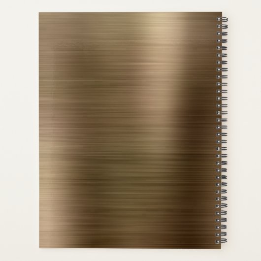 Moderne eenvoudige metalen monogram geborsteld planner (Achterkant)