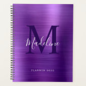 Moderne eenvoudige metalen Paarse monogram geborst Planner (Voorkant)