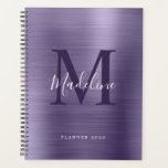 Moderne eenvoudige metalen Paarse monogram geborst Planner<br><div class="desc">Moderne eenvoudige metalen Paarse monogram geborsteld</div>