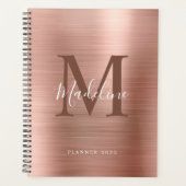 Moderne eenvoudige metalen Roos goudmonogram Planner (Voorkant)