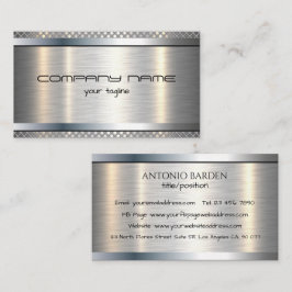 Moderne, eenvoudige metalen zilver en zwart visitekaartje