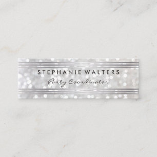 Moderne Eenvoudige Metallic Zilver en Glitters Mini Visitekaartje