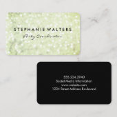 Moderne Eenvoudige Metallische Zilver en Glitters Visitekaartje (Voorkant / Achterkant)