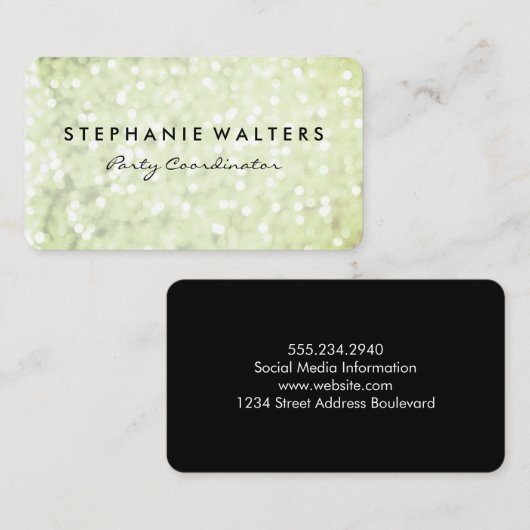 Moderne Eenvoudige Metallische Zilver en Glitters Visitekaartje (Voorkant / Achterkant)