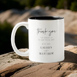 Moderne eenvoudige minieme camouflage bedankt tweekleurige koffiemok<br><div class="desc">Het ontwerp is samengesteld uit moderne chic typografie met sans serif en serif doopvont.</div>
