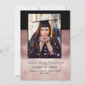 Moderne Eenvoudige Minimaal Roos Zwart afstuderen  Aankondiging (Voorkant)