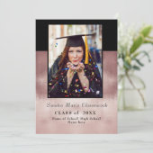 Moderne Eenvoudige Minimaal Roos Zwart afstuderen  Aankondiging (Staand voorkant)