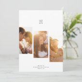 Moderne eenvoudige minimale 5 foto save the date (Staand voorkant)