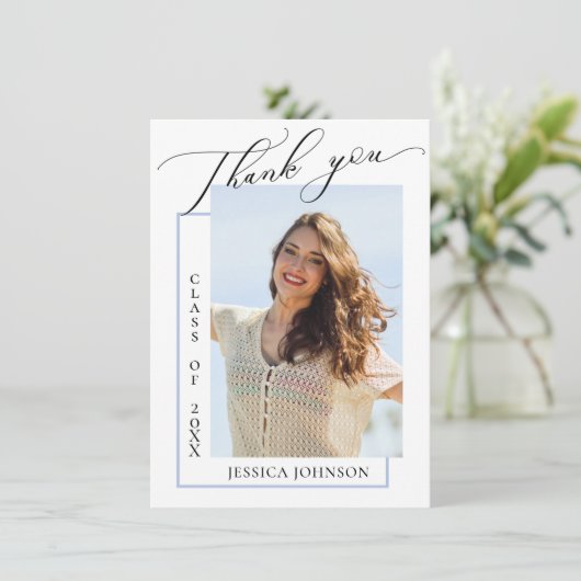 Moderne, eenvoudige, minimale Afstuderen FOTO Dank Bedankkaart (Staand voorkant)